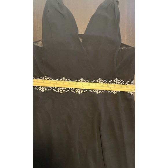 Jacques Vert Empire Evening Dress Womens Size 12 Black Embellished Chiffon - Picture 6 of 9